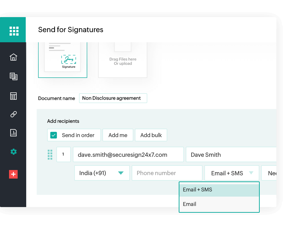 Efficient signing experience