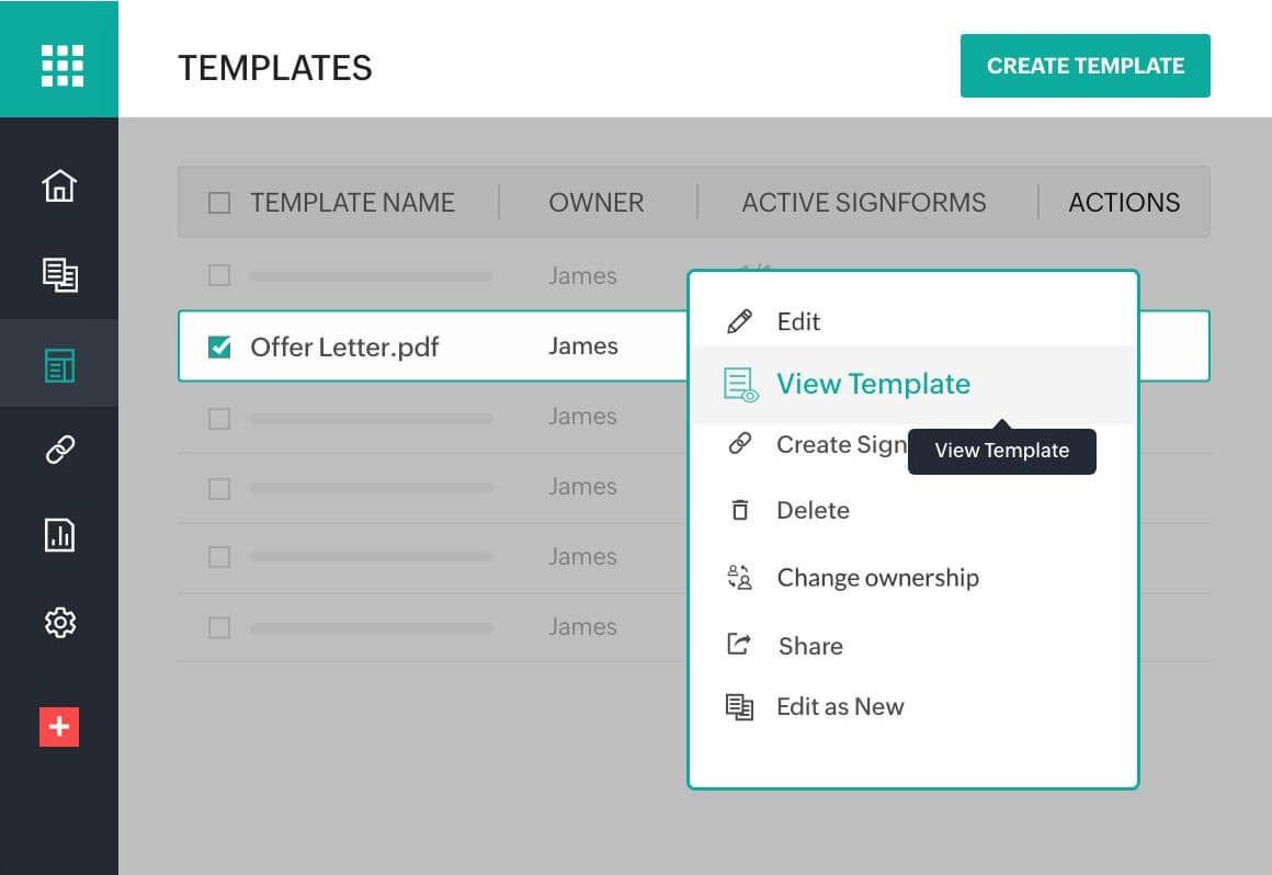 Perform various actions on your templates
