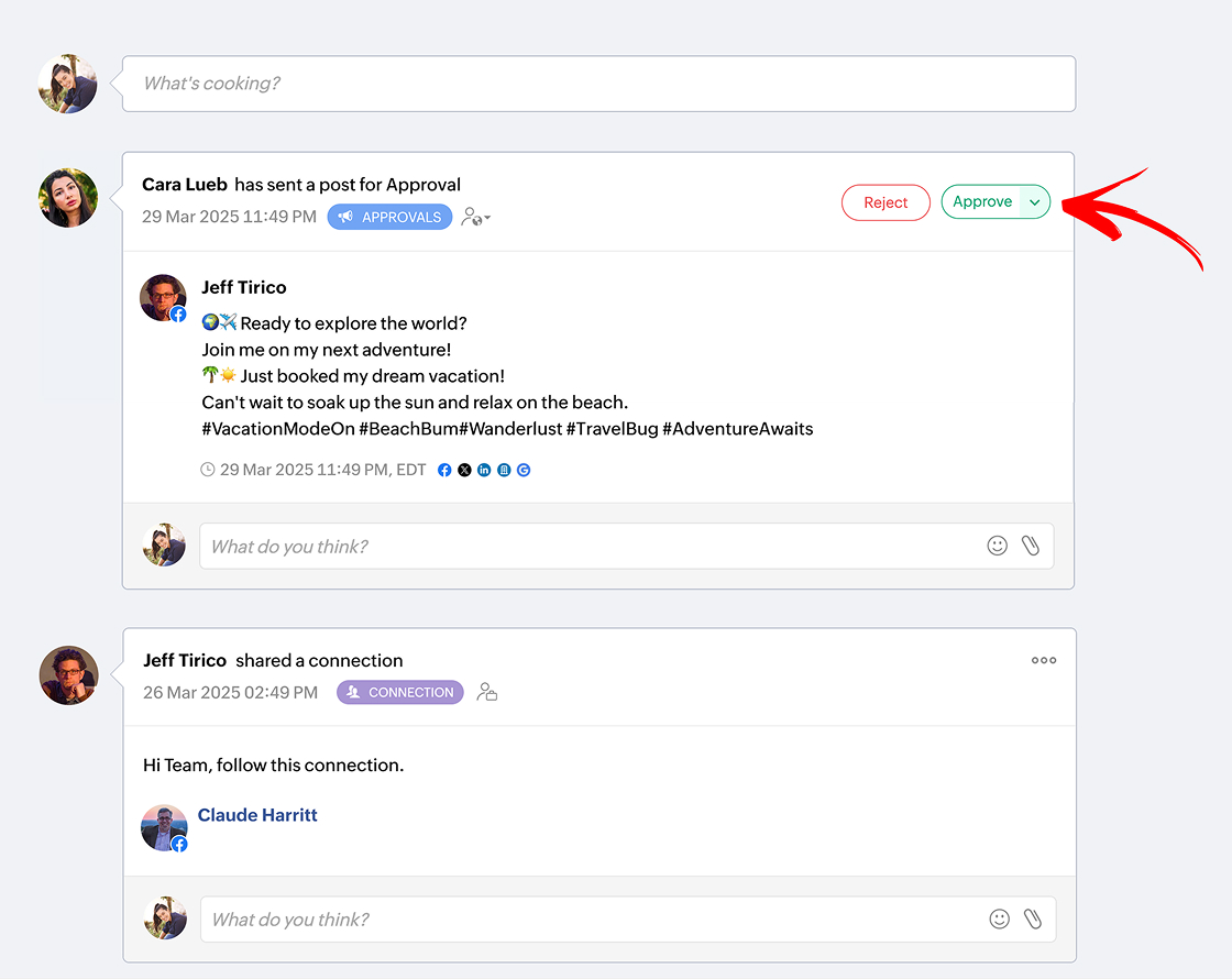 Assign roles and get approvals via discussion threads