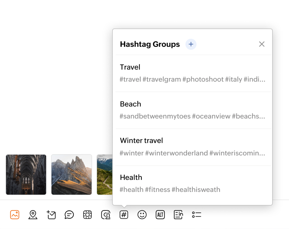 Save time with hashtag groups and content templates