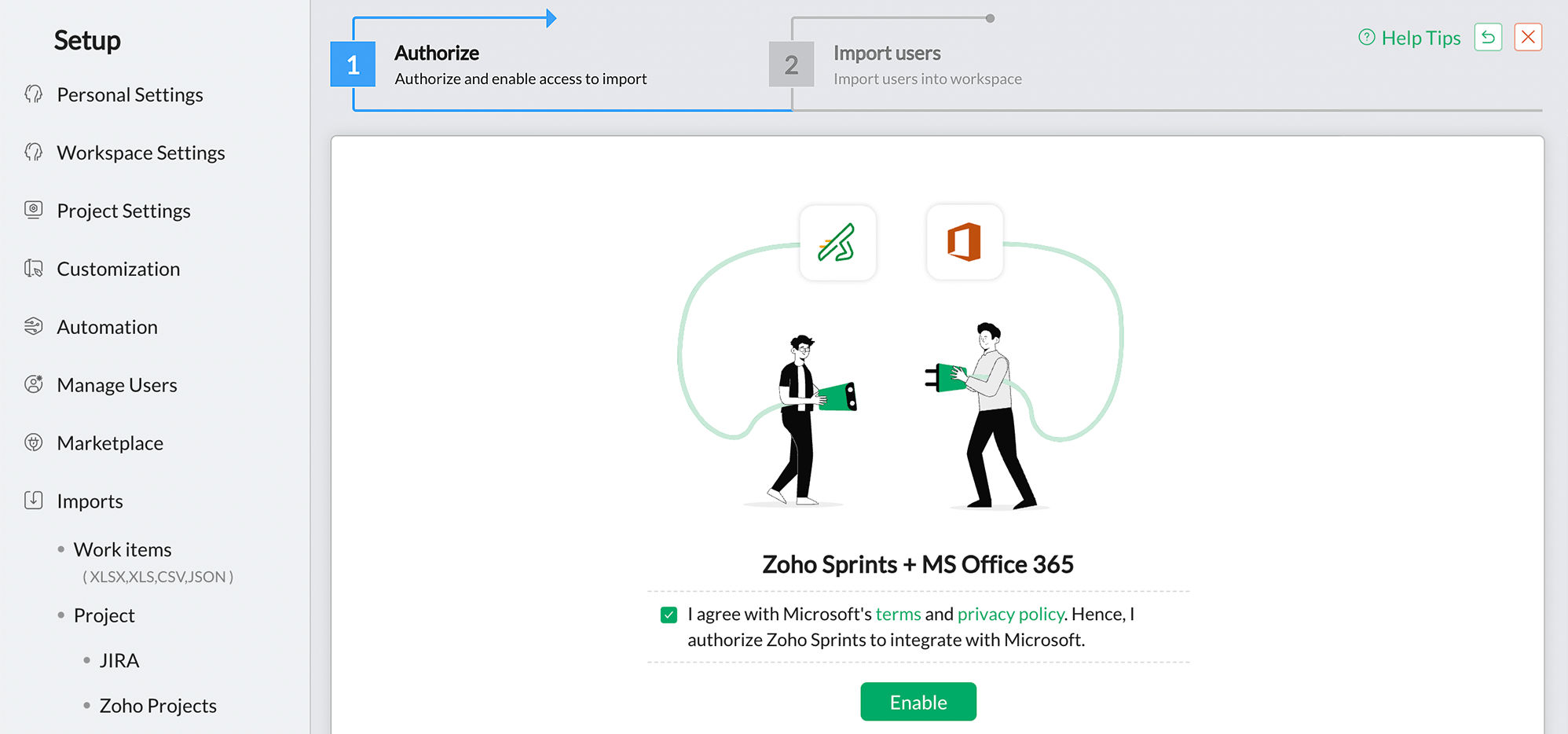 Zoho Sprints and Microsoft Office 365 Integration