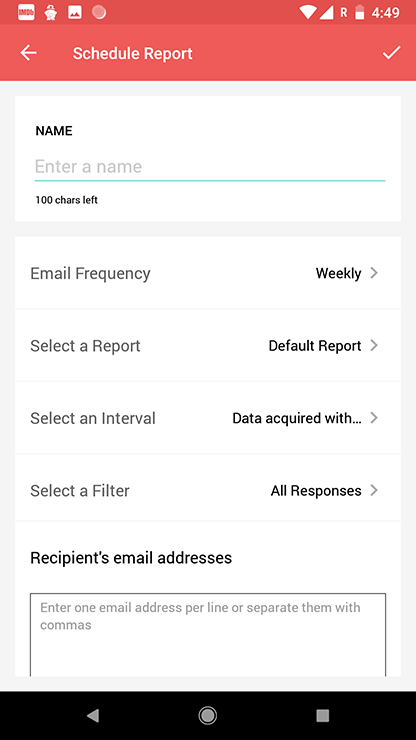 Survey android app schedule report