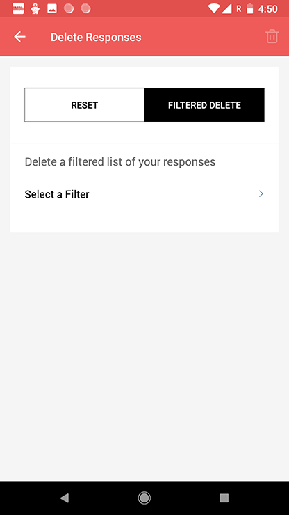 Survey android app filtered responses