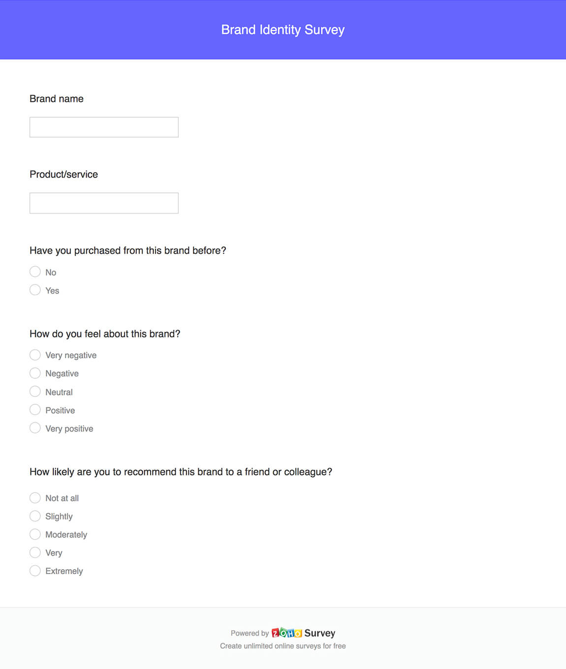 brand identity survey questionnaire template