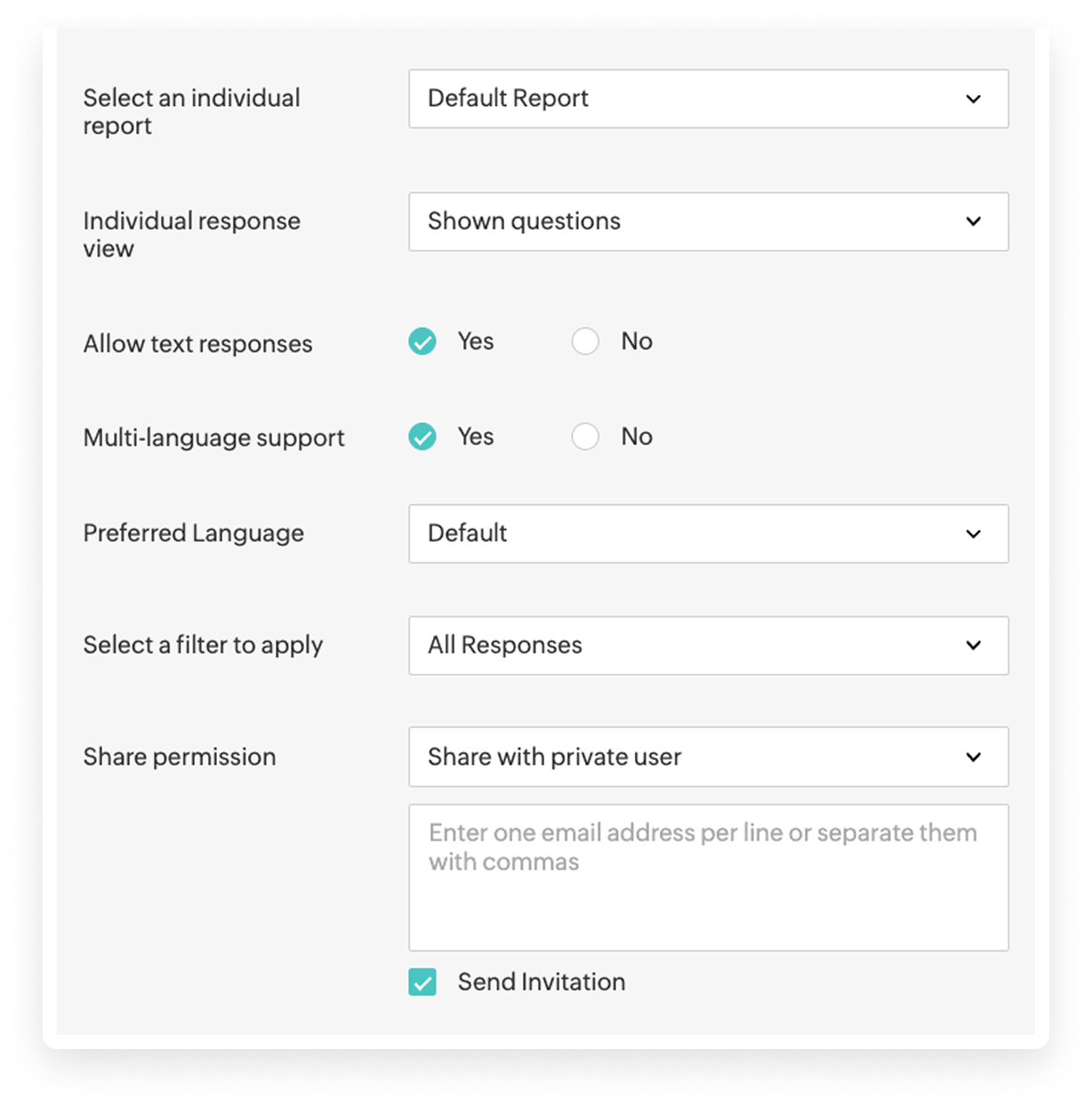 Keep everyone informed with shared survey reports