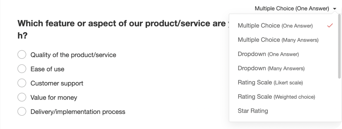 Smart question type selection