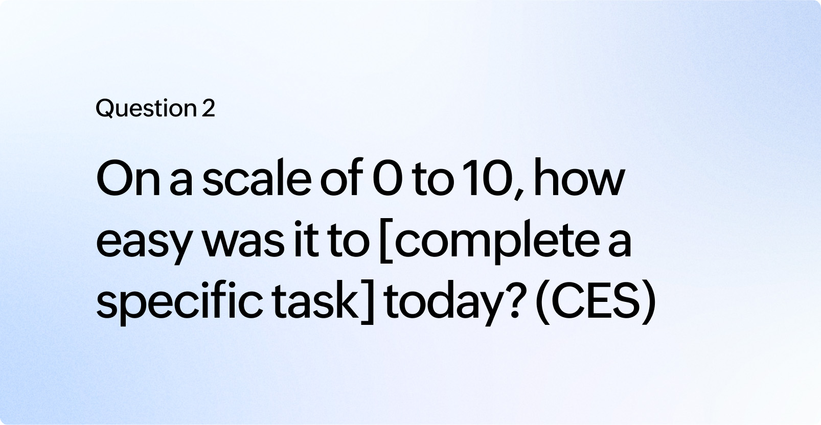 On a scale of 0 to 10, how easy was it to [complete a specific task] today? (CES)
