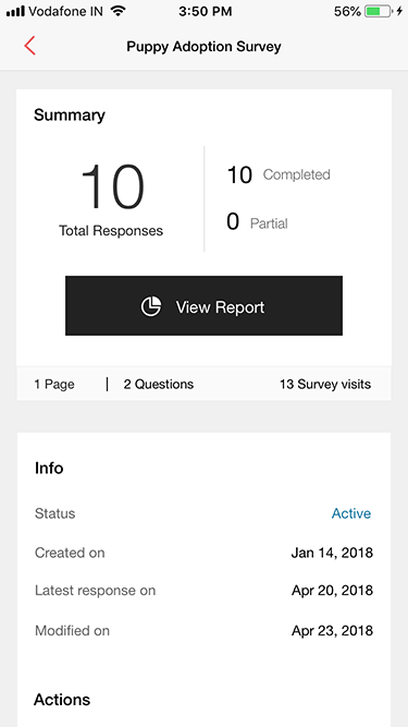 Survey iOS app summary