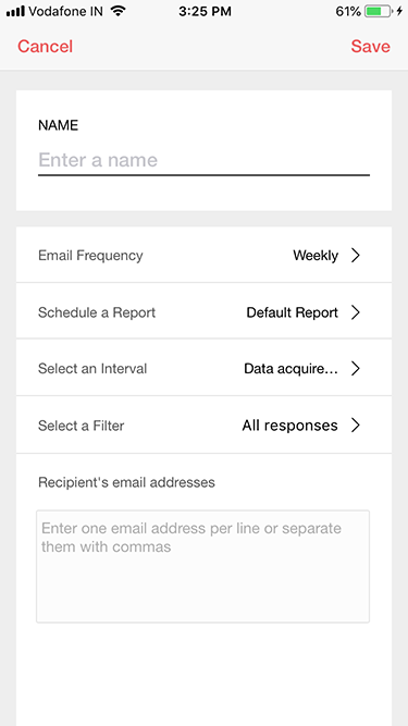 Survey iOS app create scheduled report