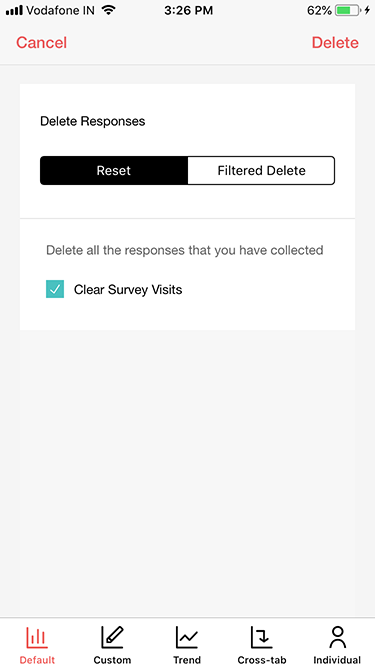 Zoho Survey iOS app delete responses