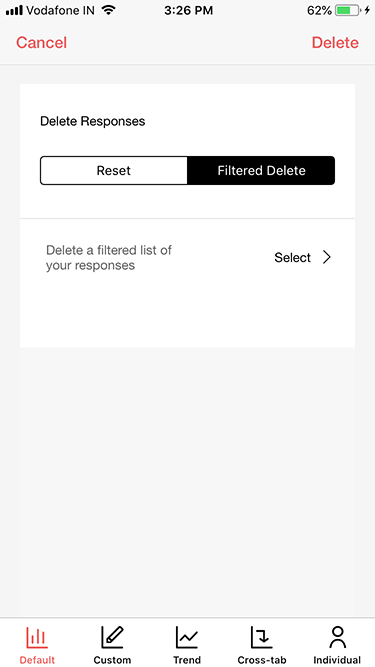 Survey iOS app filtered responses