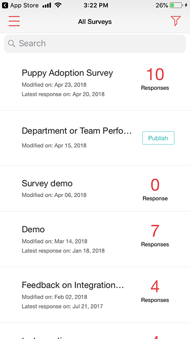 Survey iOS app all surveys