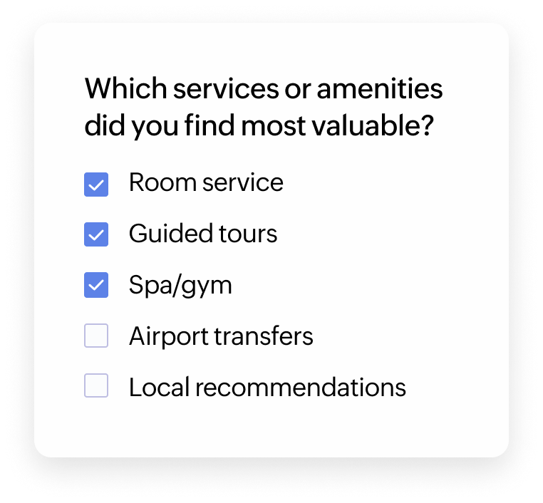 Hospitality and travel surveys