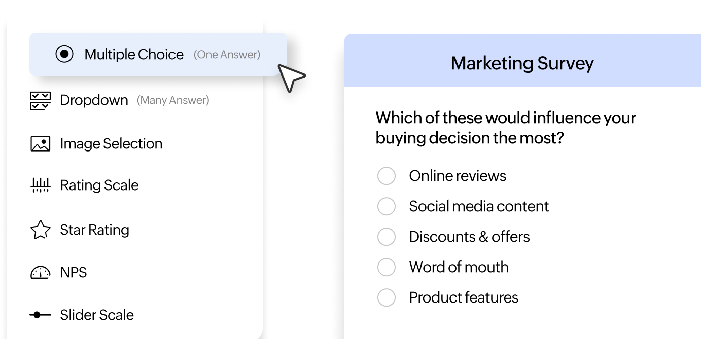 Multiple question types