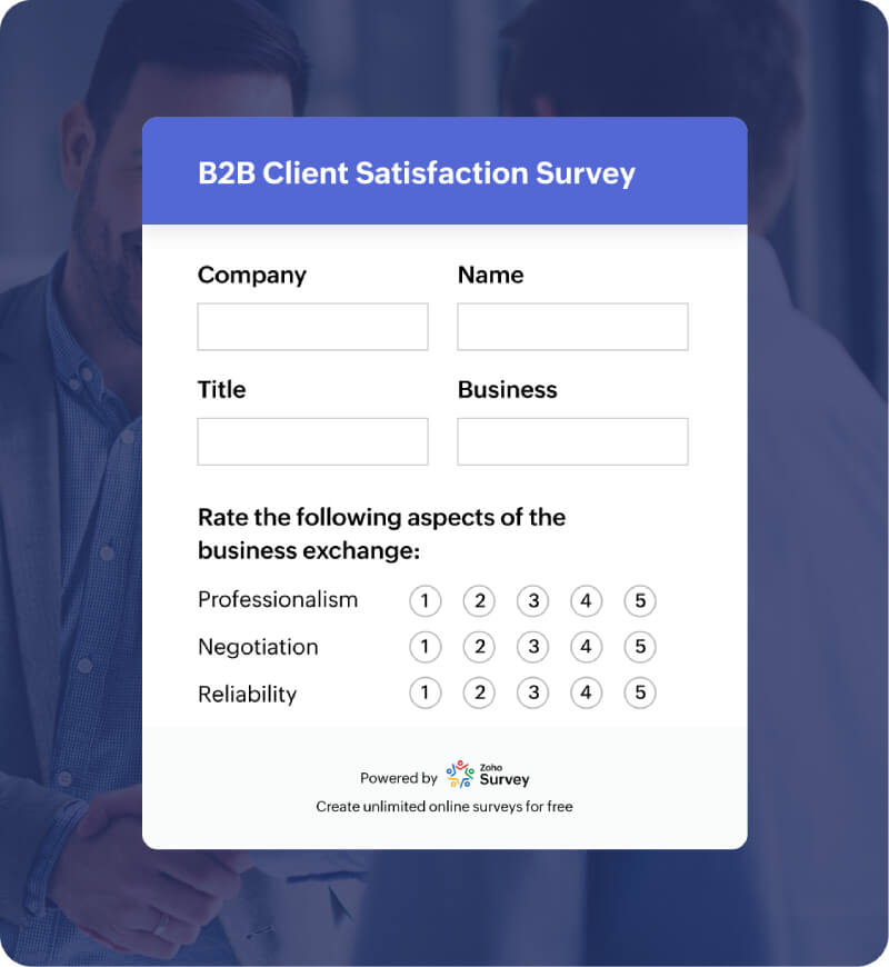 B2B client satisfaction survey questionnaire template