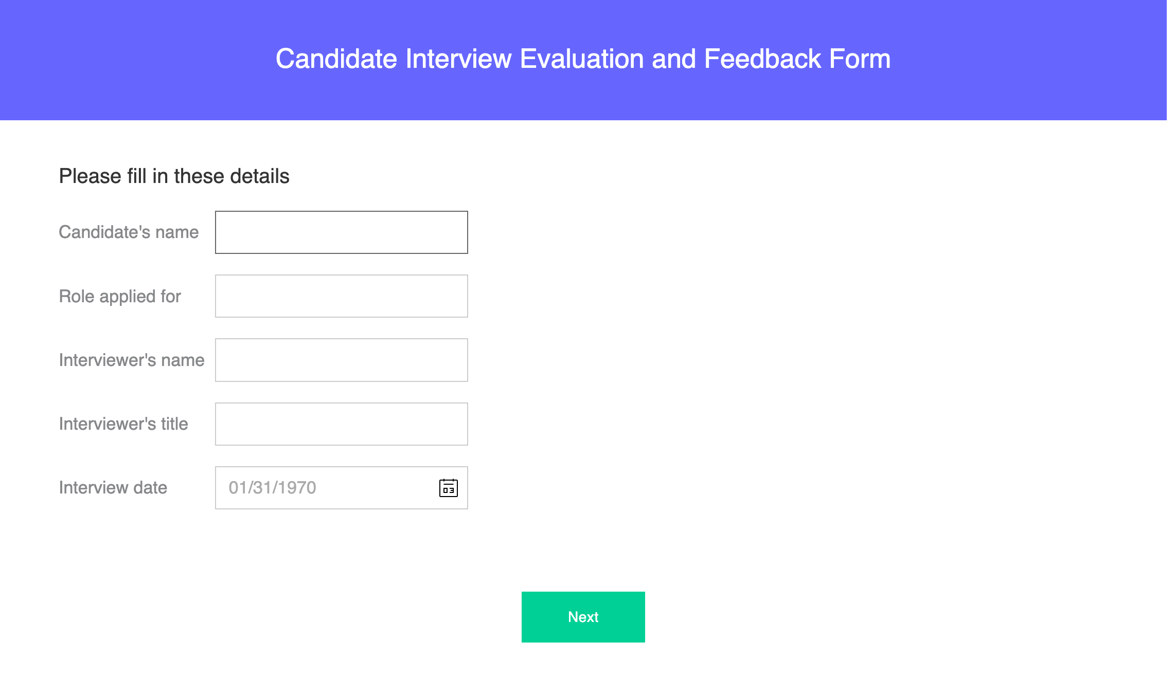 Candidate interview evaluation form