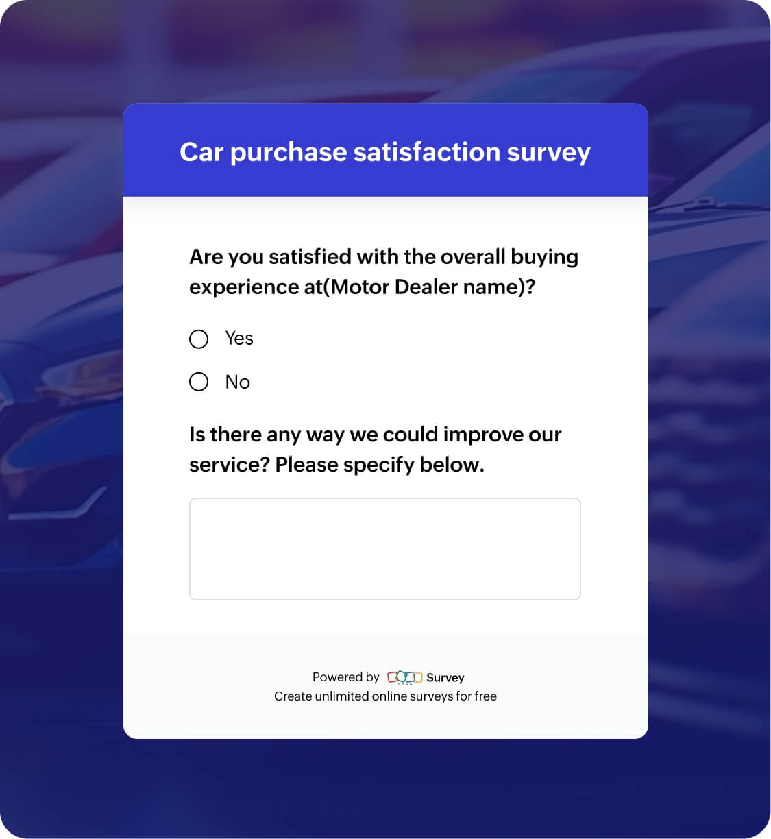 Car purchase satisfaction survey questionnaire template