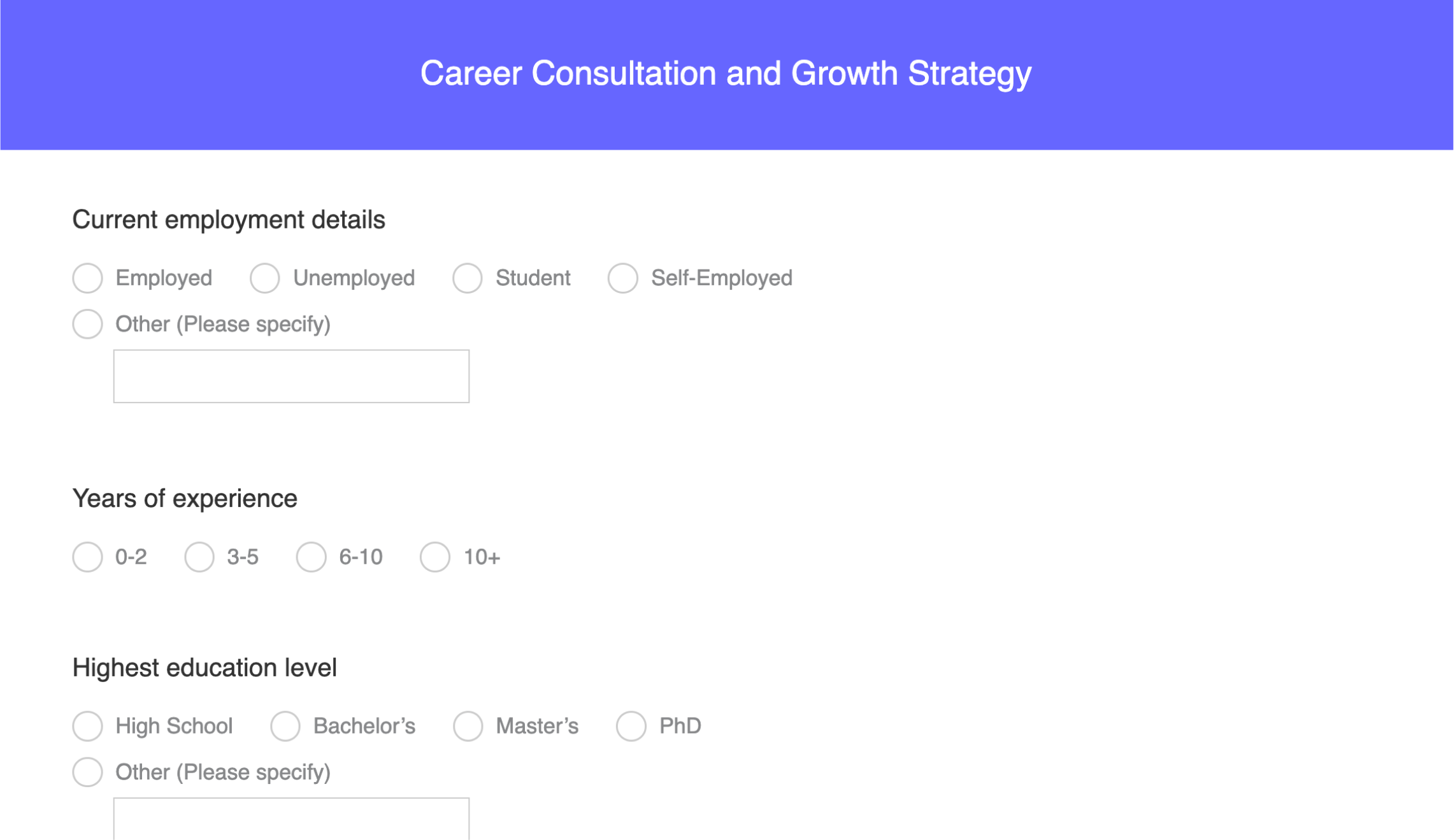 Career counceling form