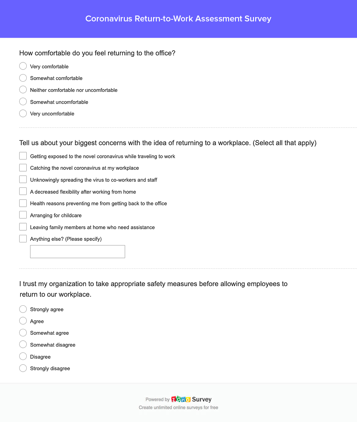 Coronavirus Return-to-Work Assessment Survey