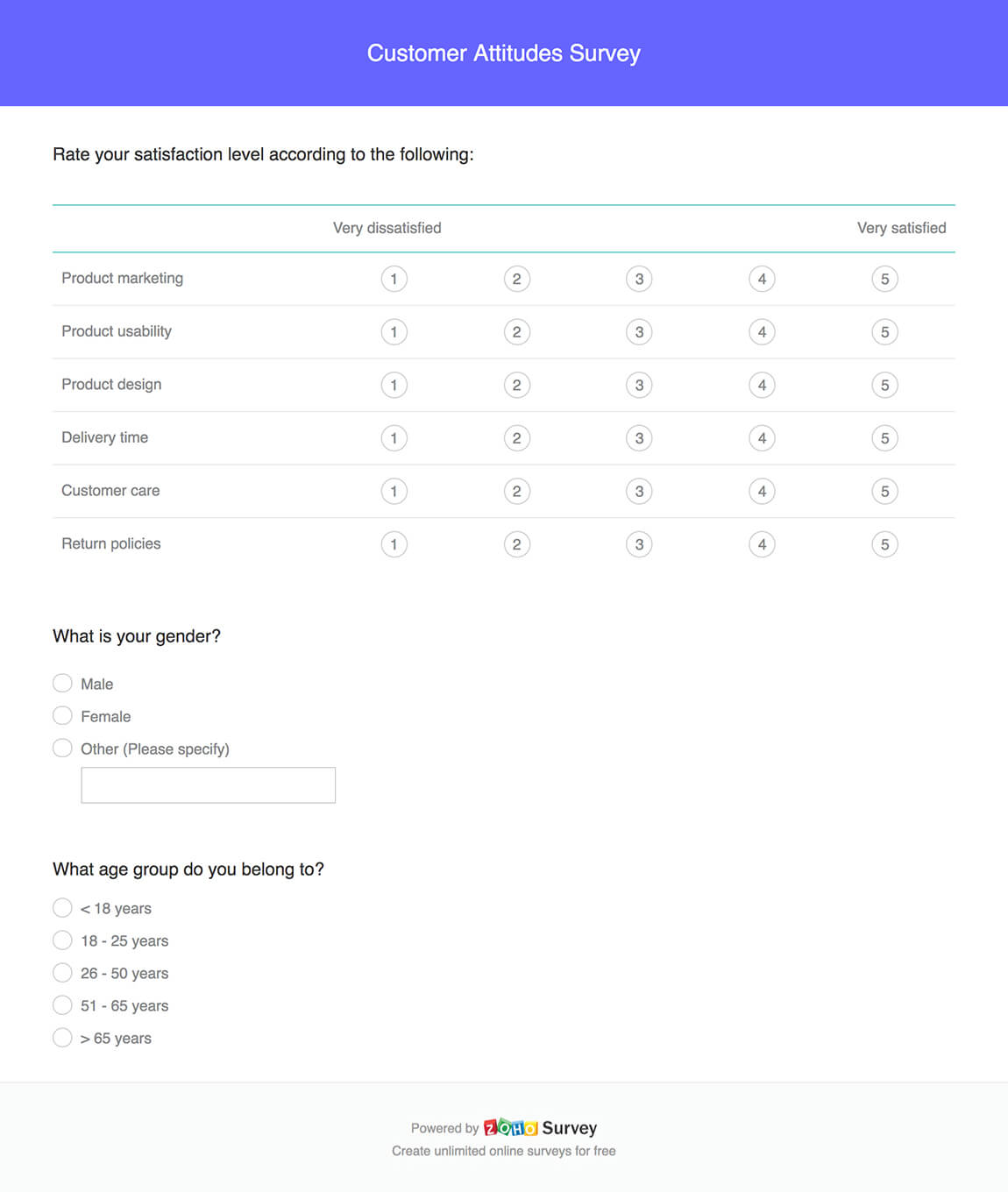 Customer attitudes survey questionnaire template