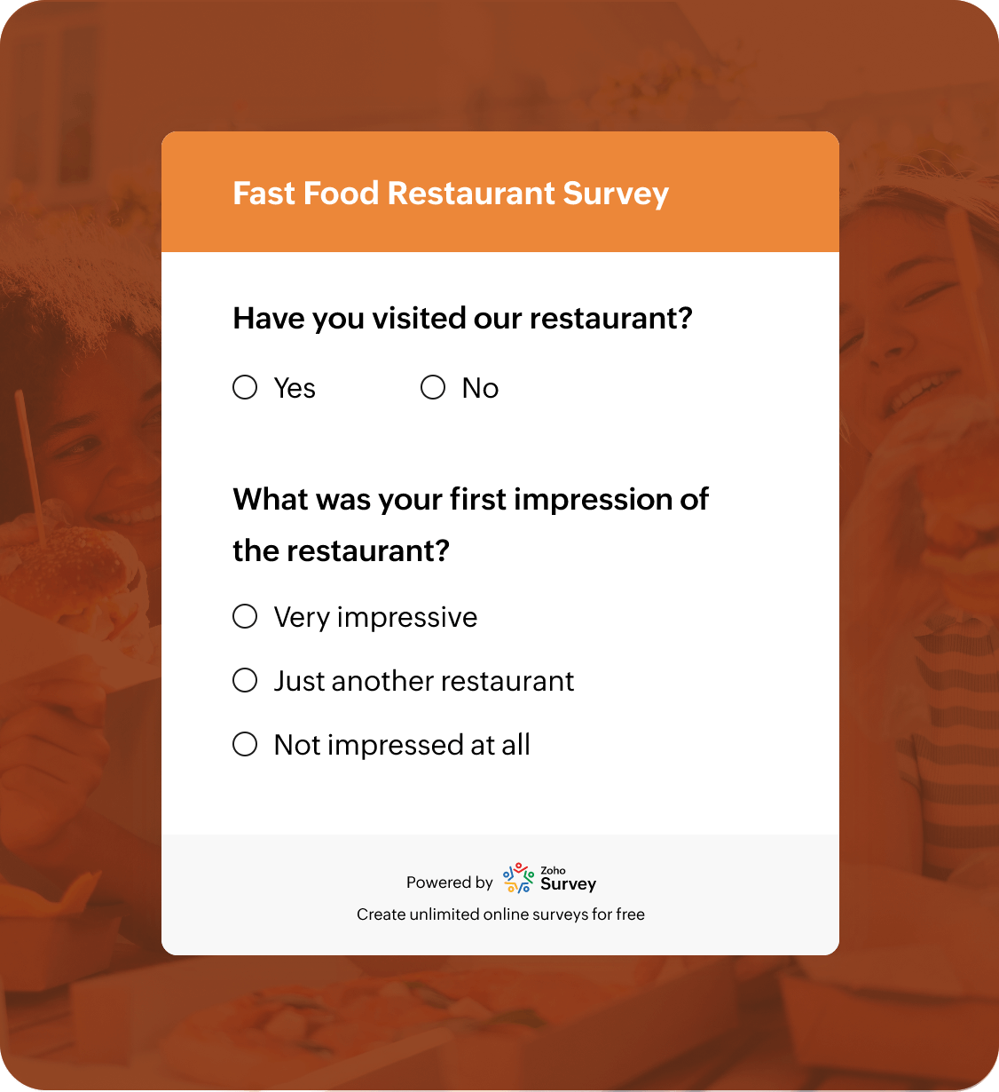 Fast Food Restaurant Survey Questionnarie Template