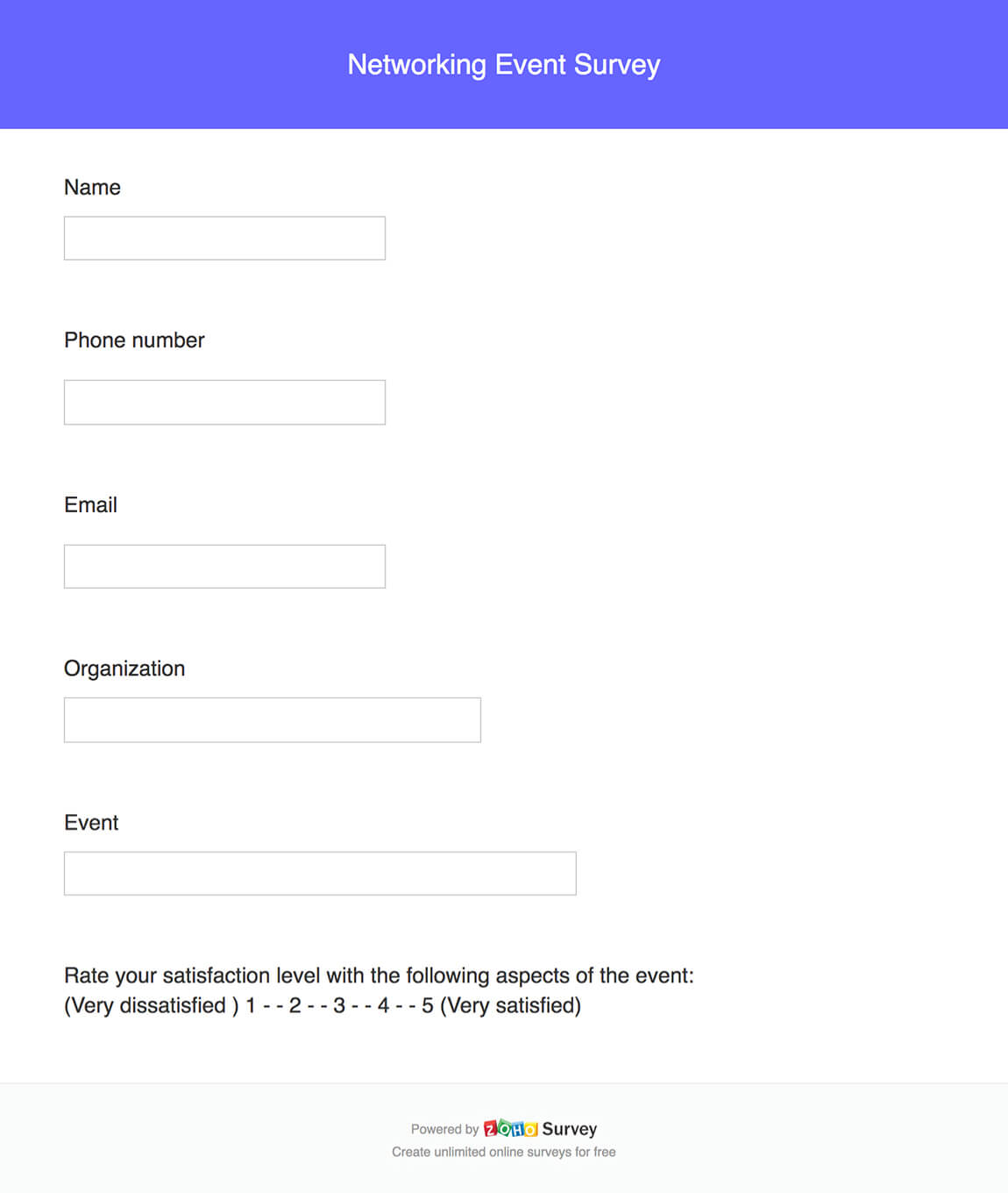 Networking event survey questionnaire template