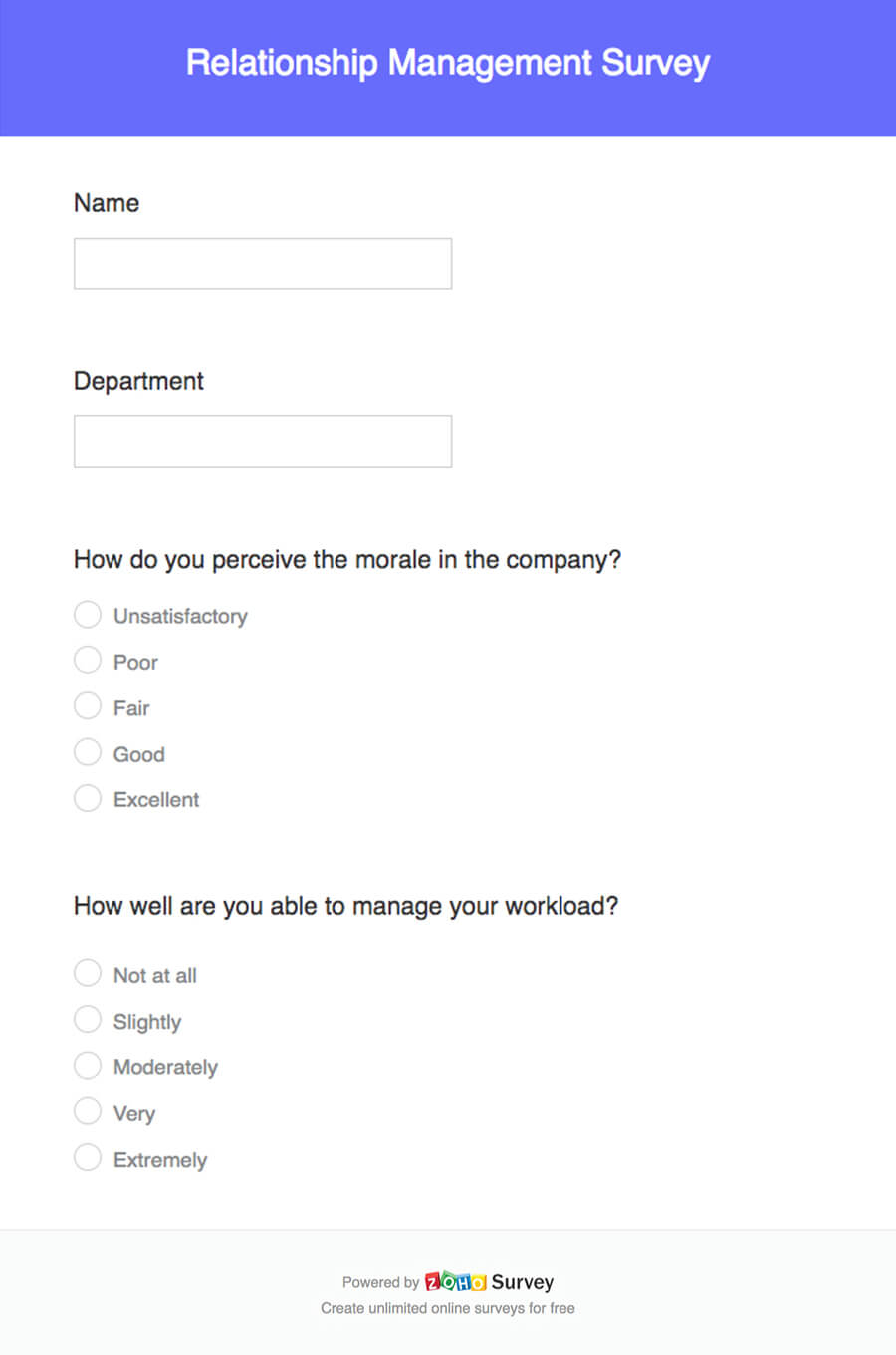 Relationship management survey questionnaire template