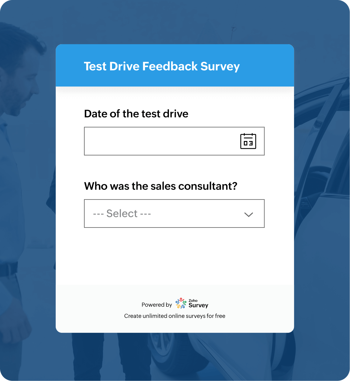 Test drive feedback survey questionnaire template