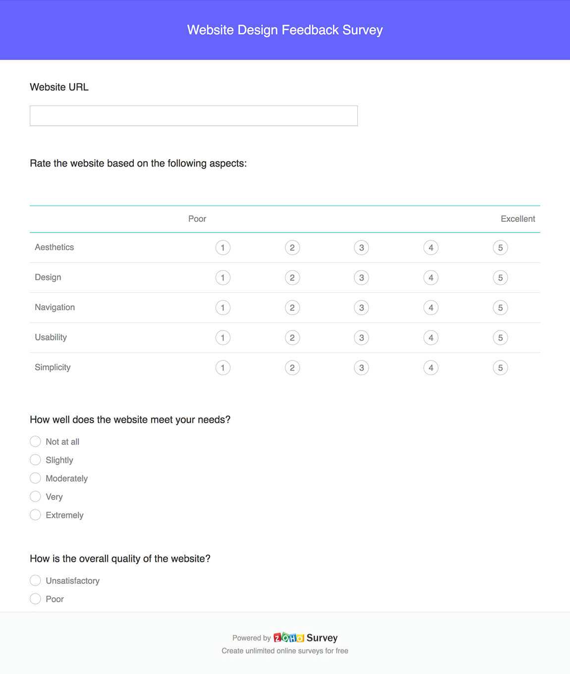 Homepage - Startquestion - create online surveys and forms