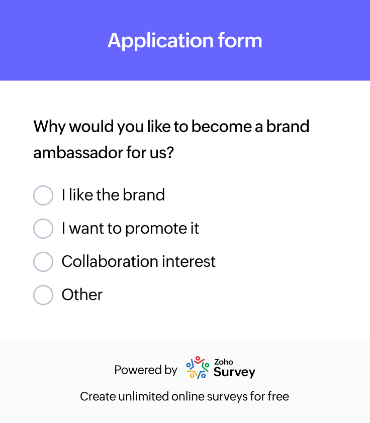 Brand ambassador application form