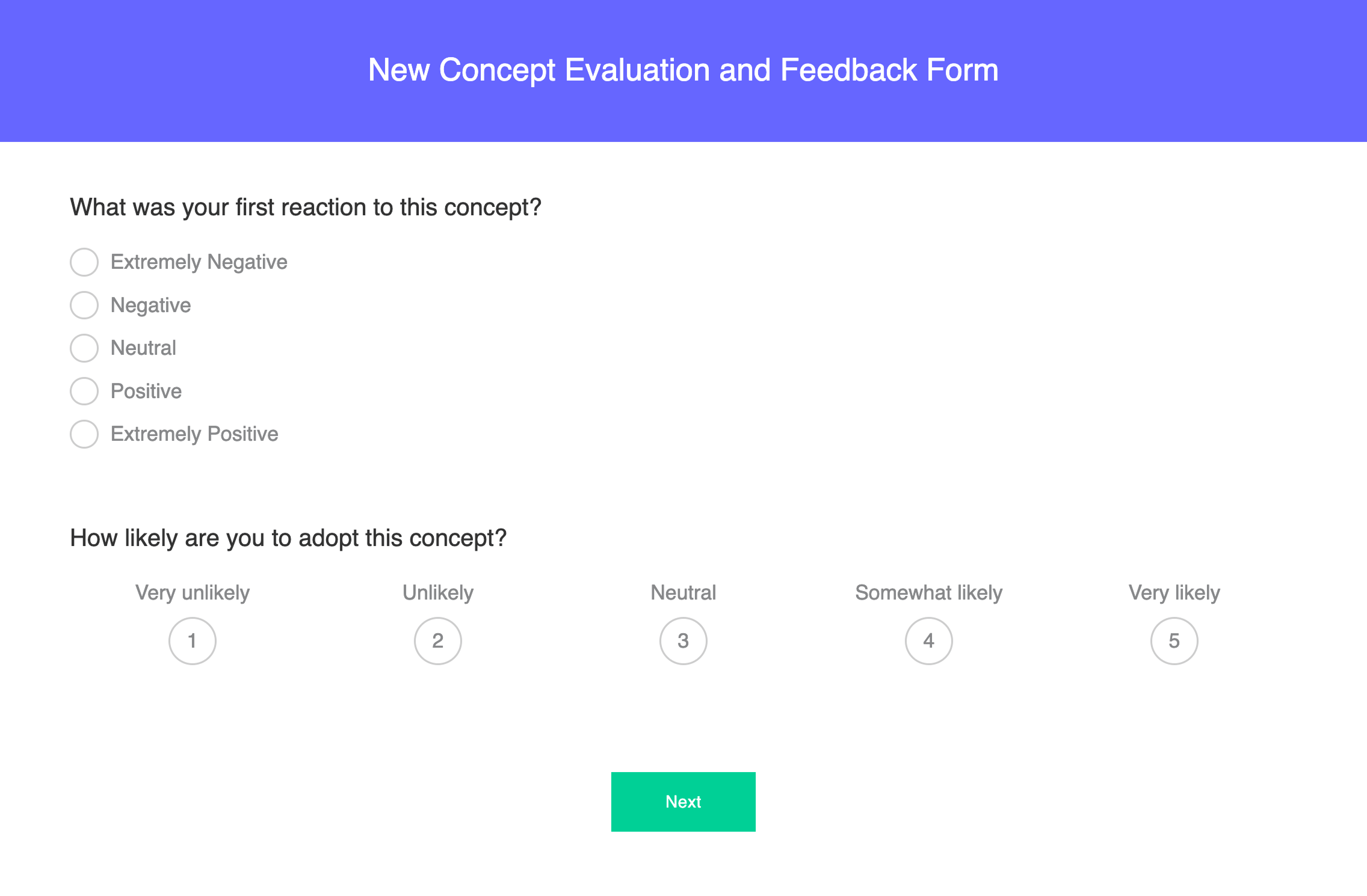 New concept name testing survey