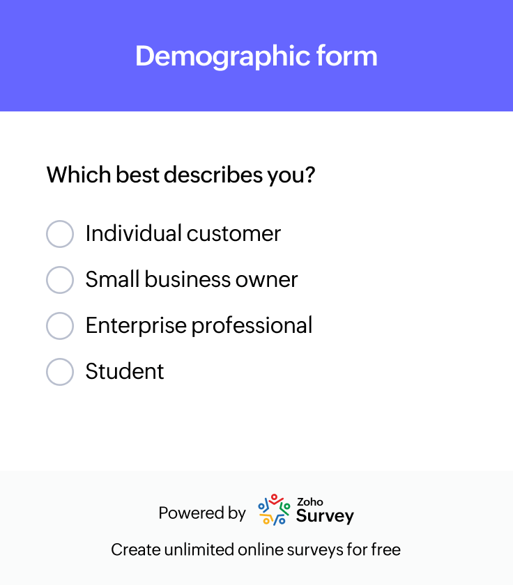 Customer insights and demographic form