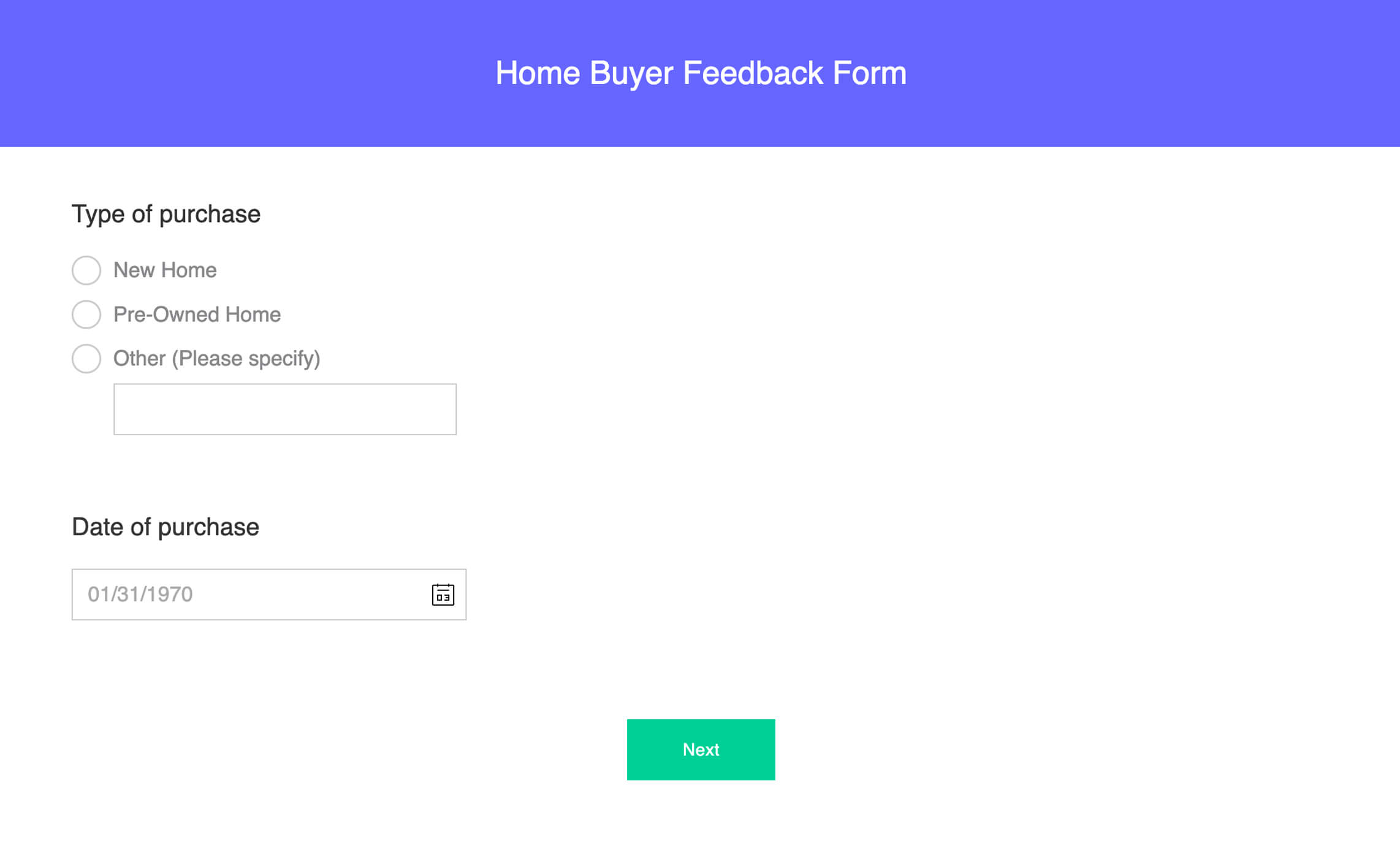 Homebuyer feedback form