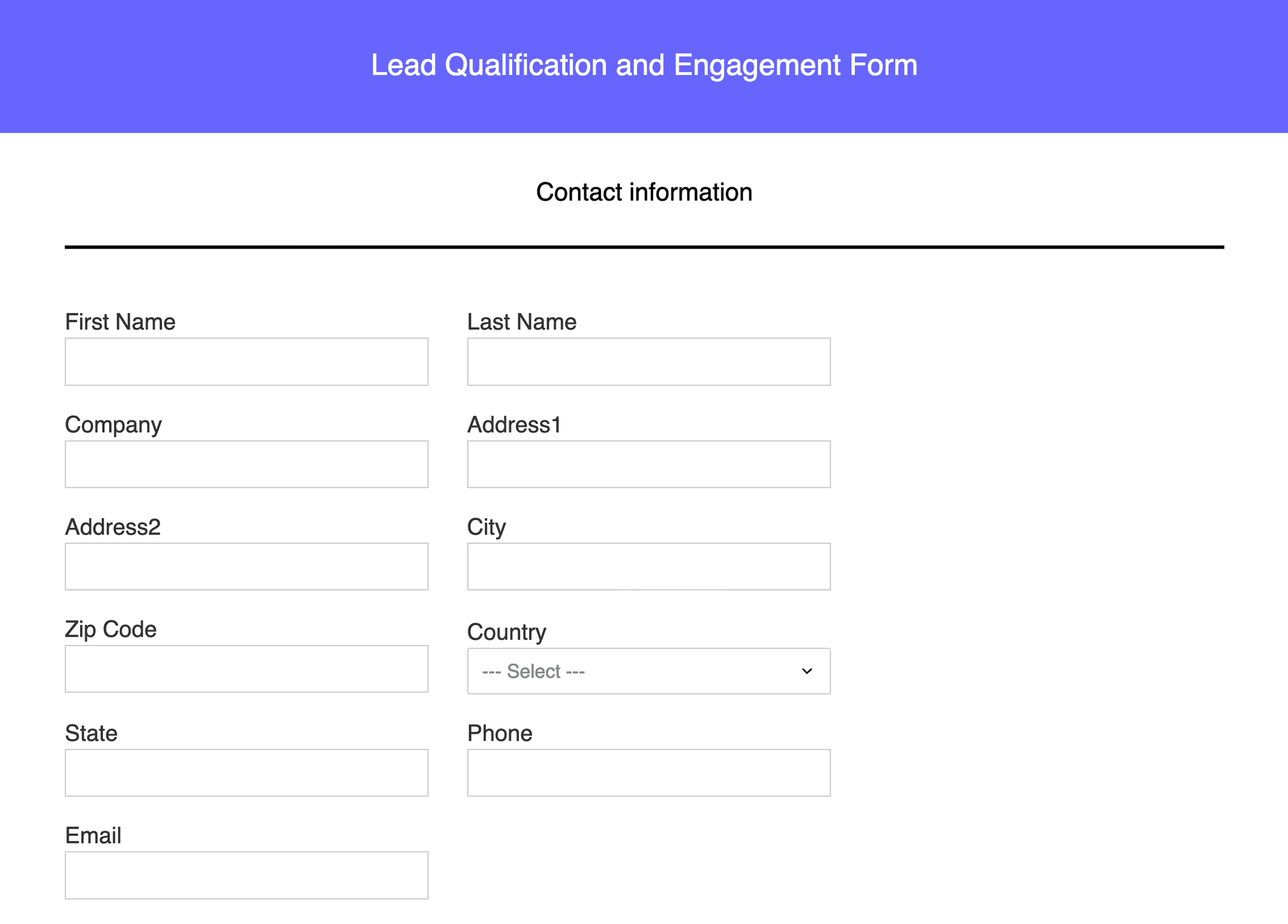 Lead qualification form