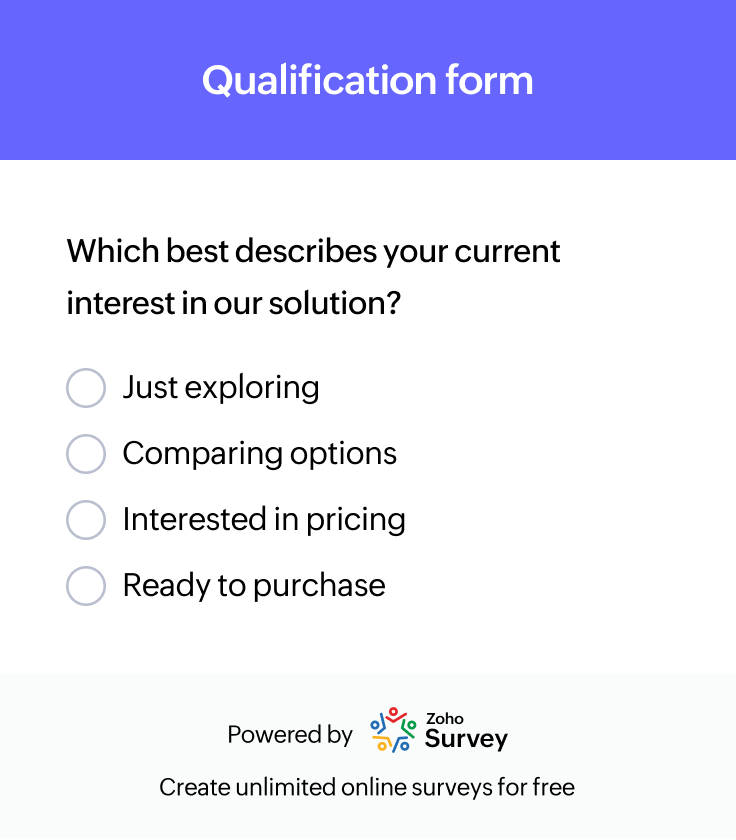 Lead qualification form