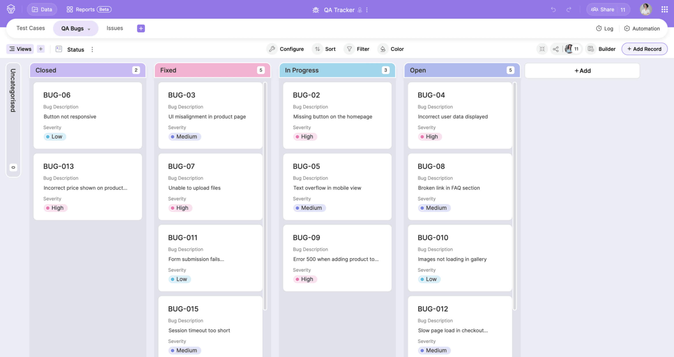 qa tracker kanban
