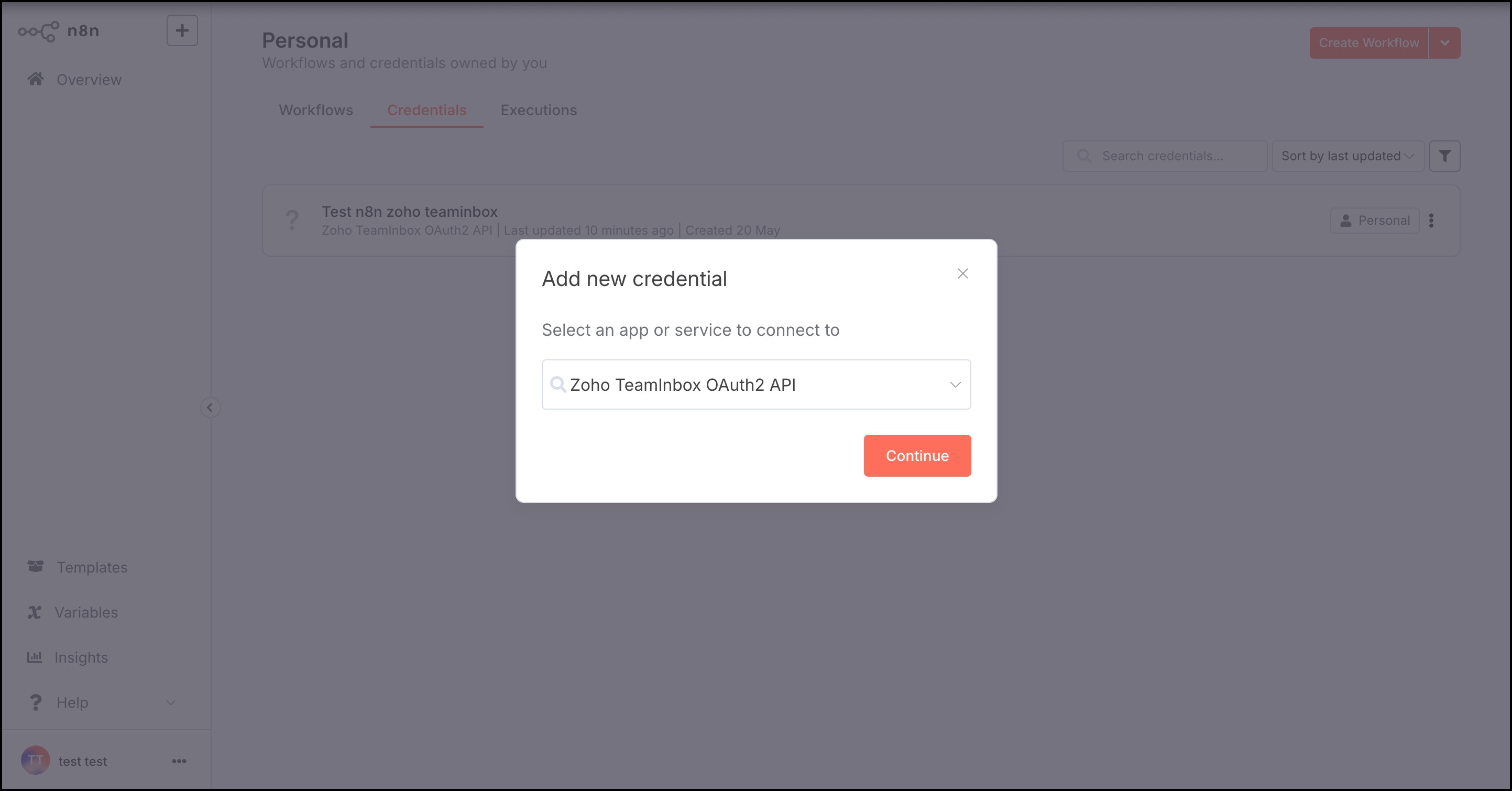 add new credential