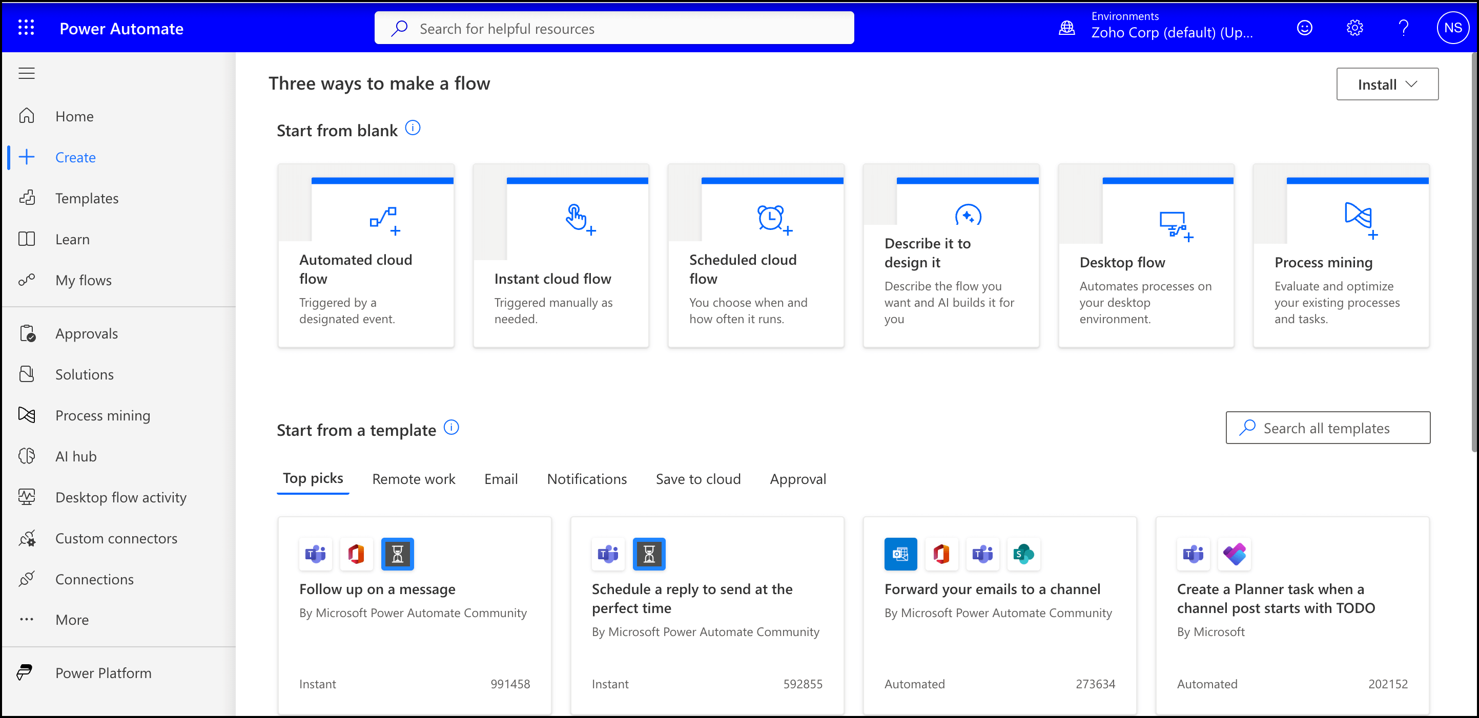 Create in MS automate
