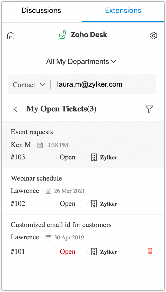 Zoho Desk extension Zoho TeamInbox