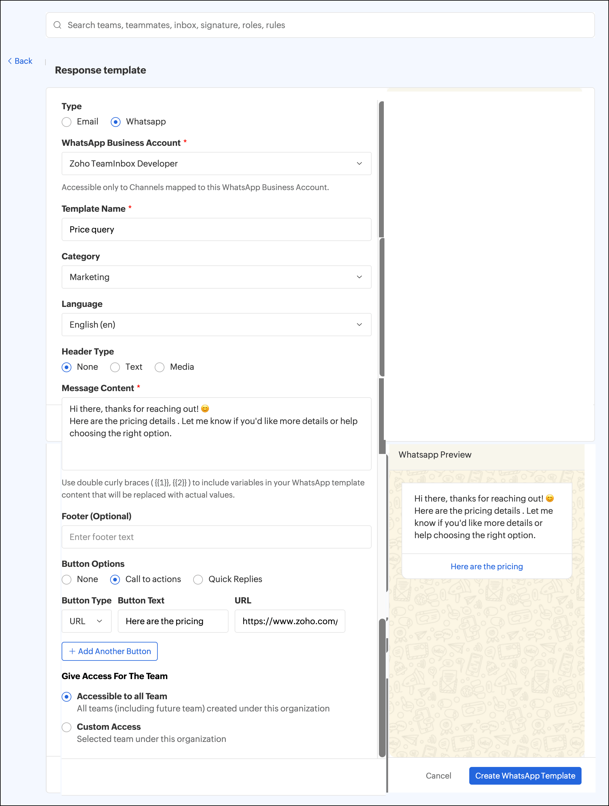 WhatsApp templates WhatsApp templates