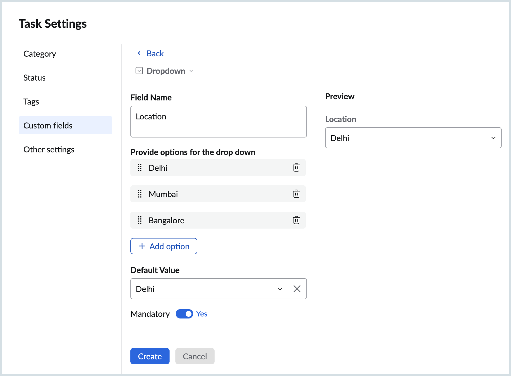 Custom fields