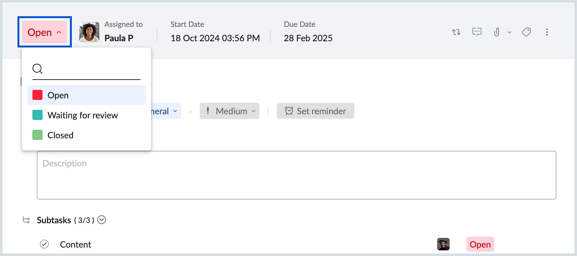 Task status