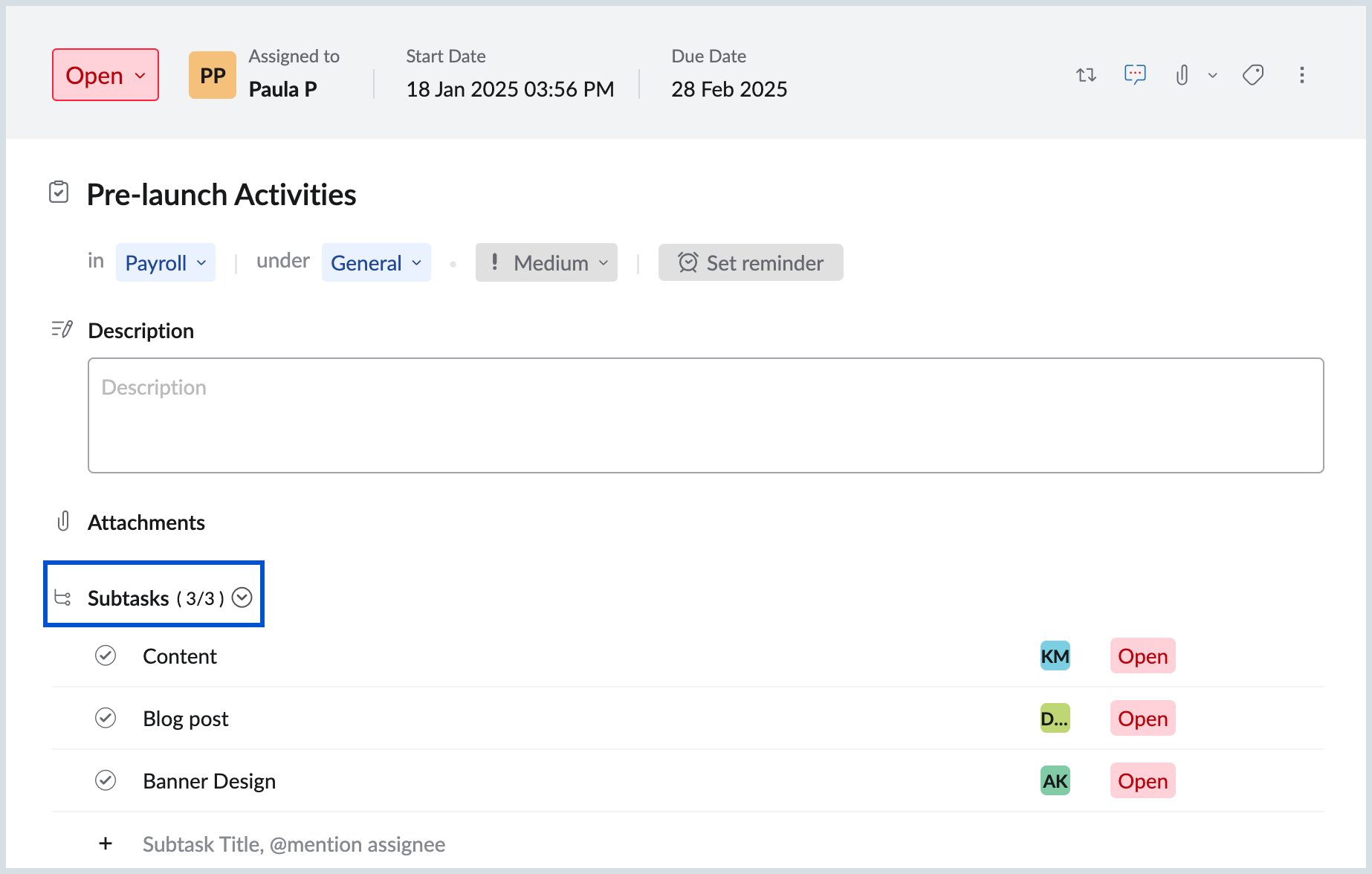 Subtasks