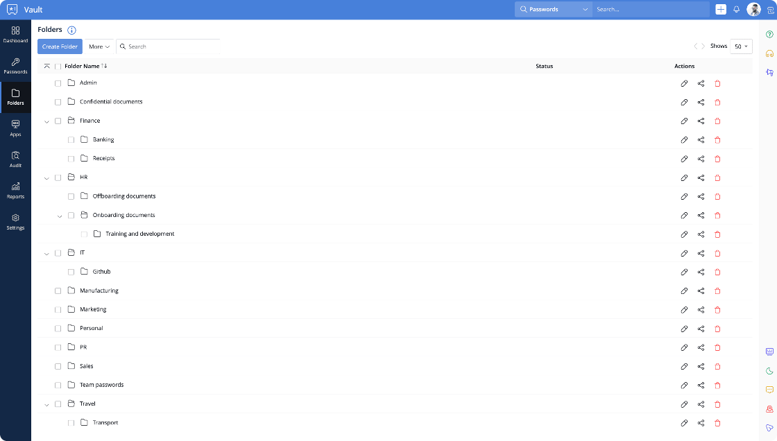 Zoho Vault Folders