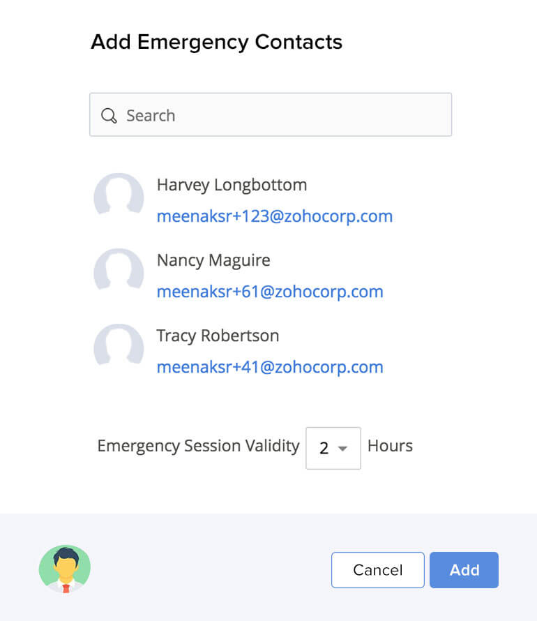 Grant emergency access to business passwords with Zoho Vault