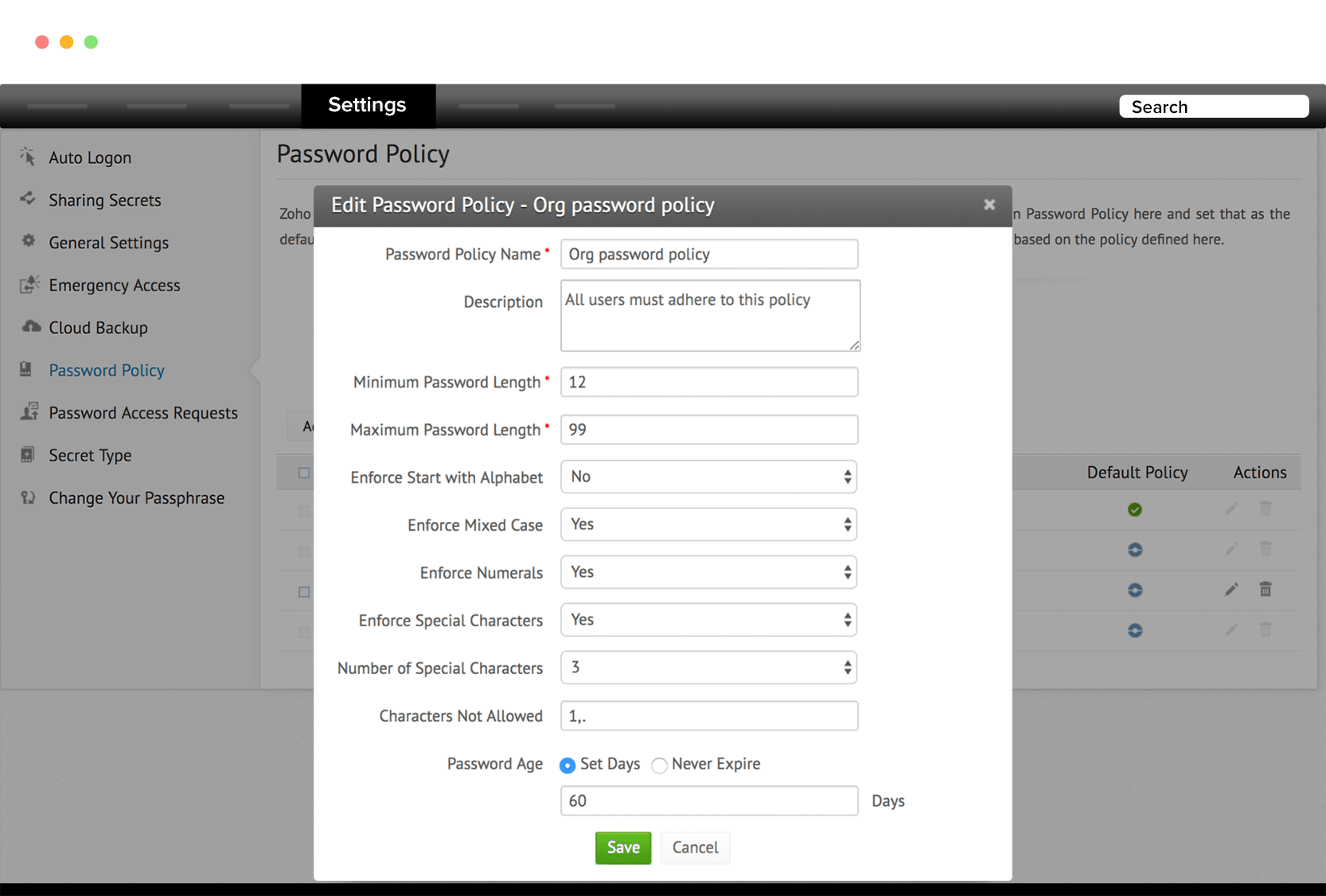 Password policy