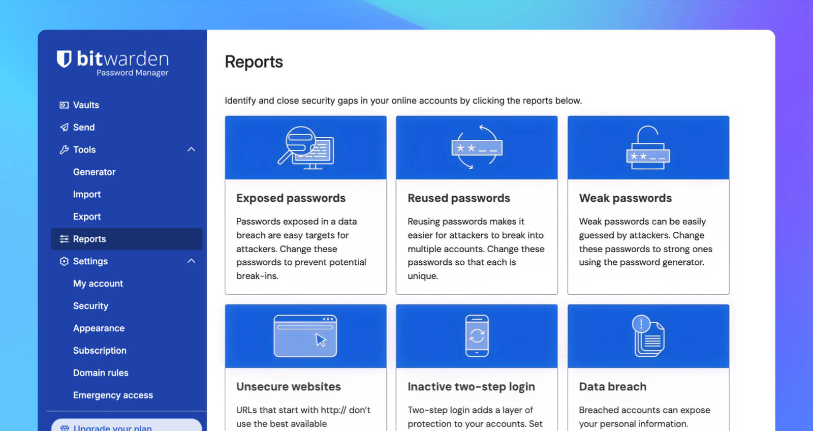 Bitwarden interface
