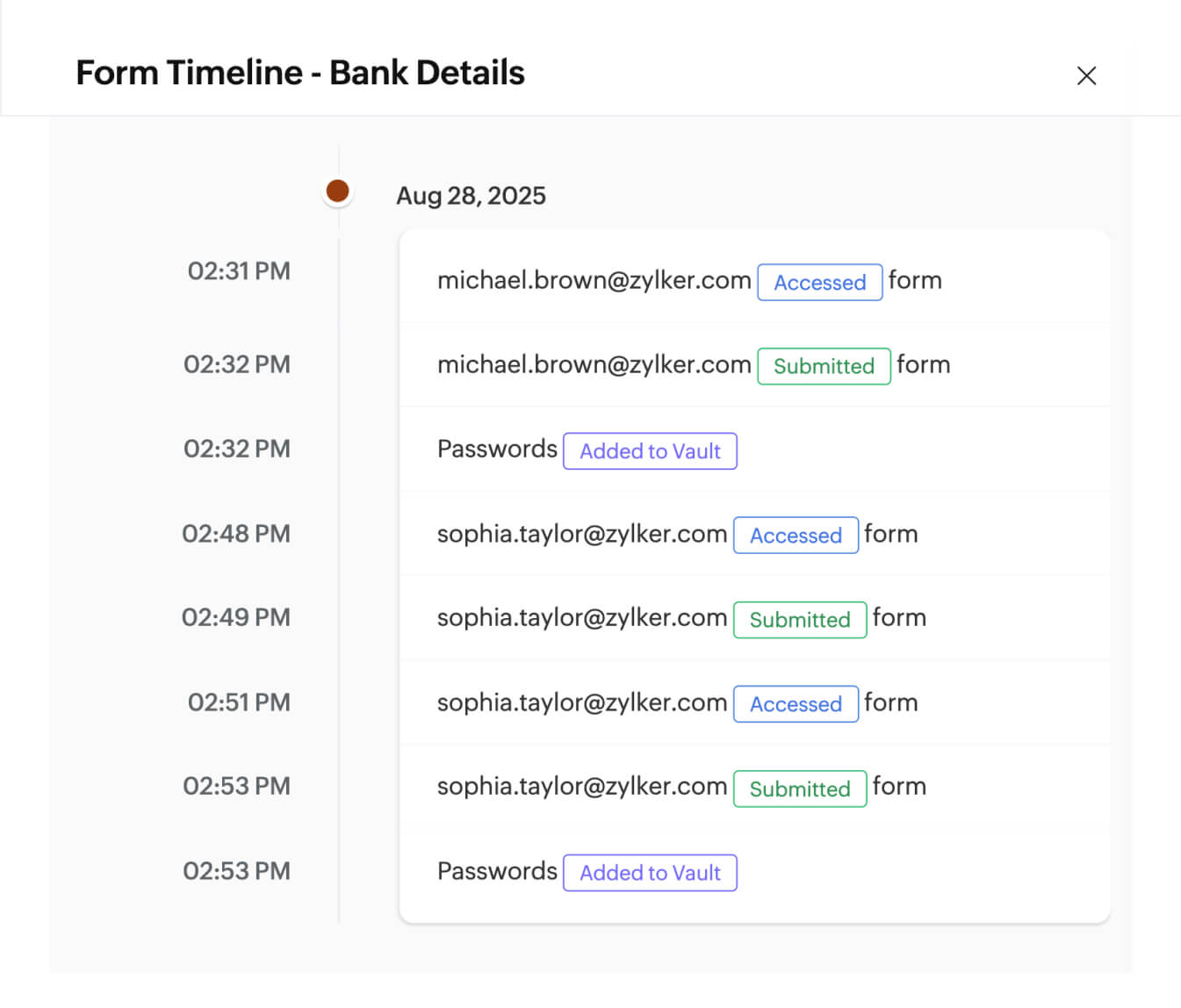 Track every move with Form Timeline