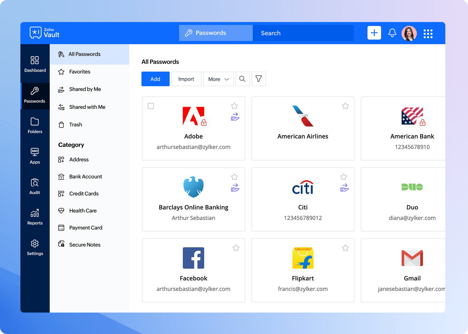 Centralized encrypted vault screenshot