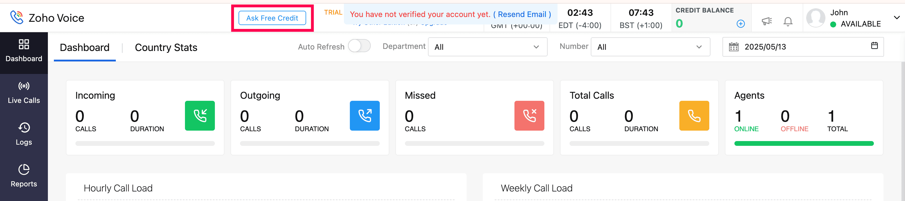 ask free credit button